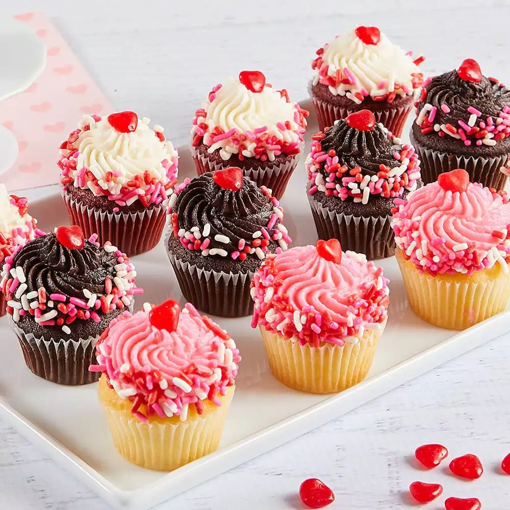 Mini Valentine's Day Cupcakes Close-up