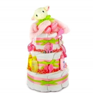 Lamb Diaper Cake for Girls