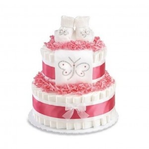 Pink Butterfly Diaper Cake for Girls